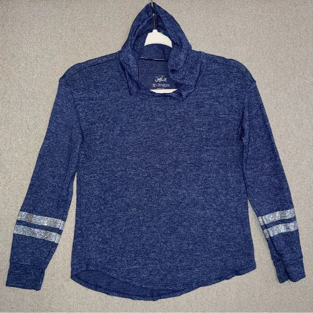 Justice size 12 Blue long sleeve hooded top